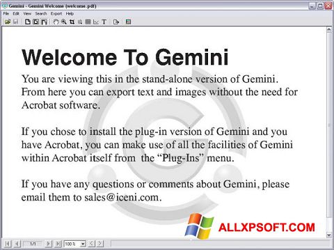 Petikan skrin Gemini untuk Windows XP