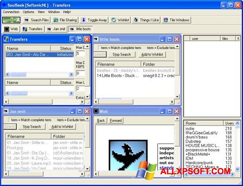 Petikan skrin Soulseek untuk Windows XP
