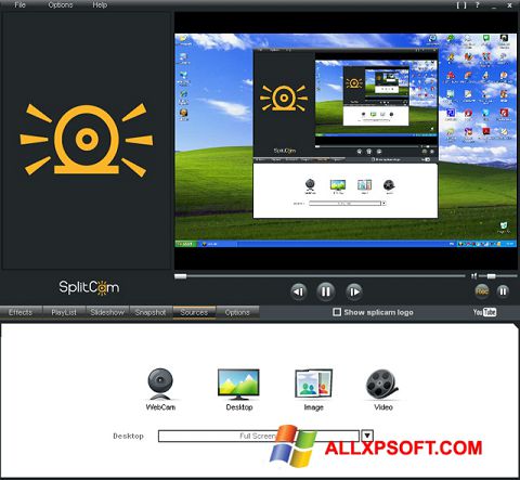 Petikan skrin SplitCam untuk Windows XP