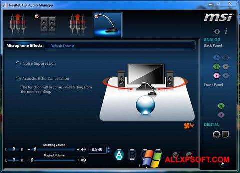 Petikan skrin Realtek Audio Driver untuk Windows XP