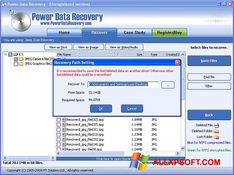 Petikan skrin Wondershare Data Recovery untuk Windows XP
