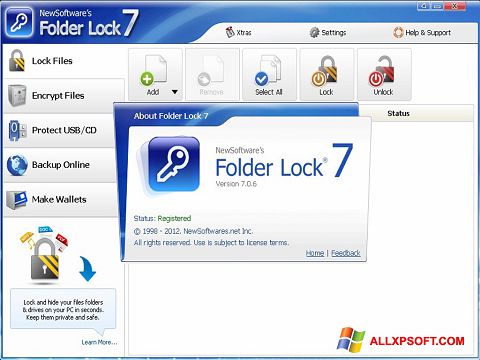 Petikan skrin Folder Lock untuk Windows XP