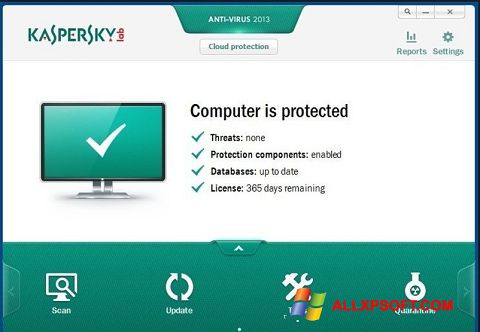 Petikan skrin Kaspersky Free Antivirus untuk Windows XP