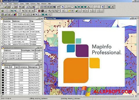 Petikan skrin MapInfo Professional untuk Windows XP