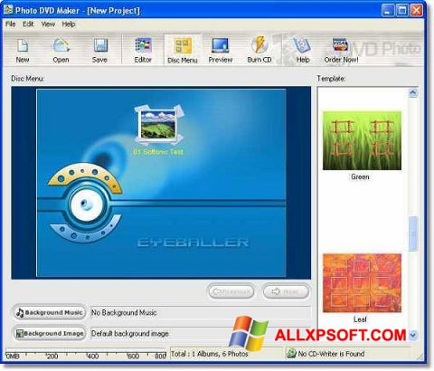 Petikan skrin DVD Maker untuk Windows XP