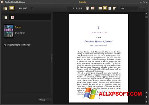 Petikan skrin Adobe Digital Editions untuk Windows XP