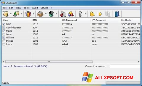 Petikan skrin SAMInside untuk Windows XP