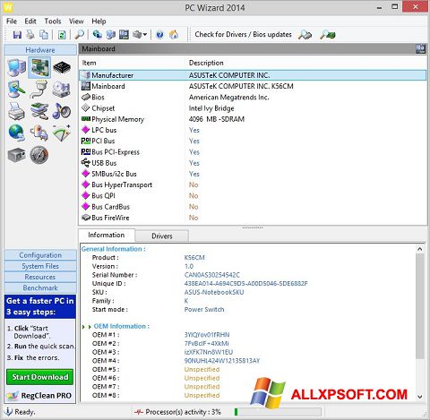 Petikan skrin PC Wizard untuk Windows XP