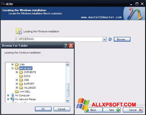 Petikan skrin nLite untuk Windows XP