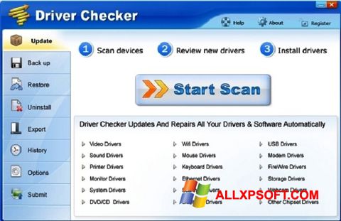 Petikan skrin Driver Checker untuk Windows XP