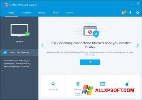 Petikan skrin McAfee Internet Security untuk Windows XP