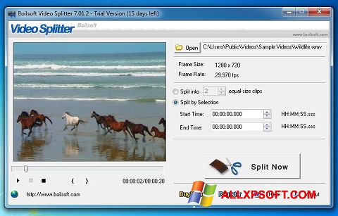 Petikan skrin Boilsoft Video Splitter untuk Windows XP
