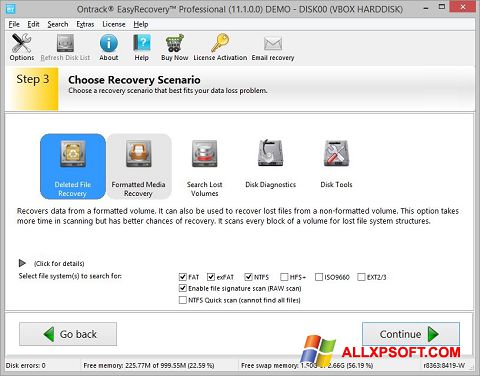 Petikan skrin EasyRecovery Professional untuk Windows XP