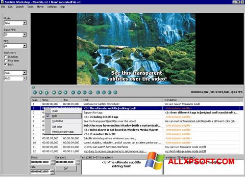 Petikan skrin Subtitle Workshop untuk Windows XP