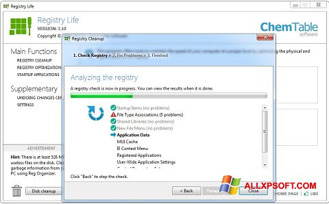 Petikan skrin Registry Life untuk Windows XP