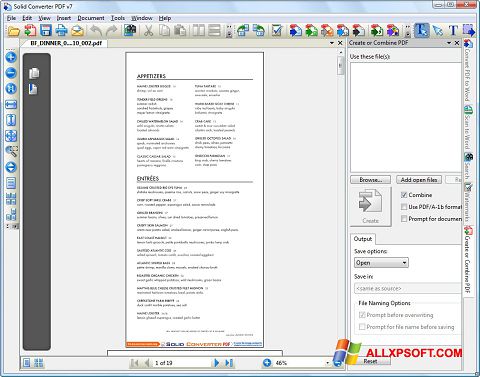 Petikan skrin Solid Converter PDF untuk Windows XP