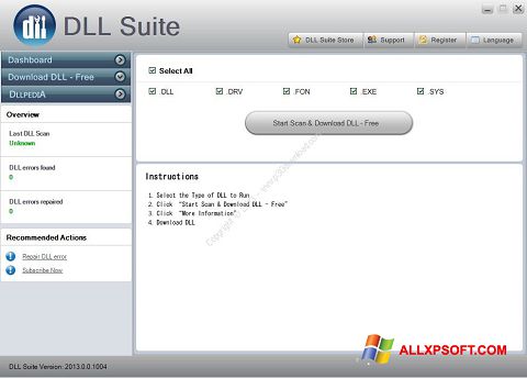 Petikan skrin DLL Suite untuk Windows XP
