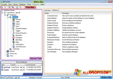 Petikan skrin InterBase untuk Windows XP