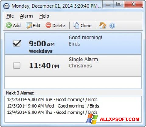 Petikan skrin Free Alarm Clock untuk Windows XP