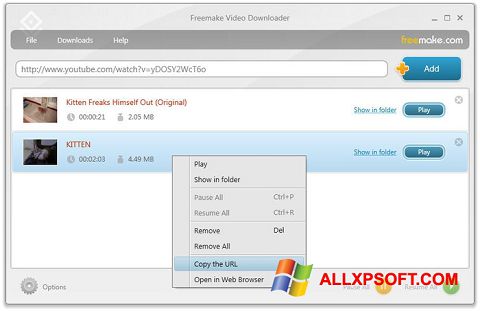 Petikan skrin Freemake Video Downloader untuk Windows XP