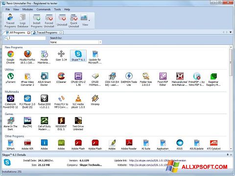 Petikan skrin Revo Uninstaller untuk Windows XP