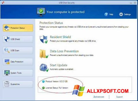 Petikan skrin USB Disk Security untuk Windows XP