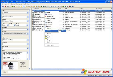 Petikan skrin Mp3tag untuk Windows XP
