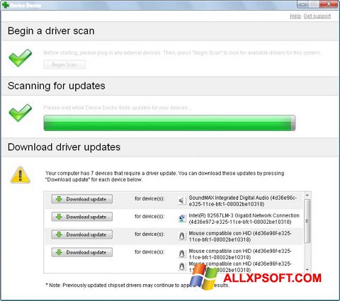 Petikan skrin Device Doctor untuk Windows XP