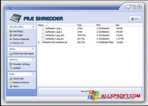 Petikan skrin File Shredder untuk Windows XP