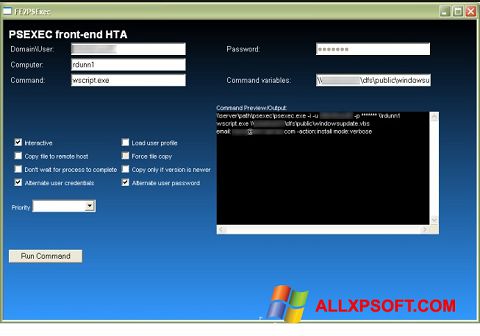 Petikan skrin PsExec untuk Windows XP