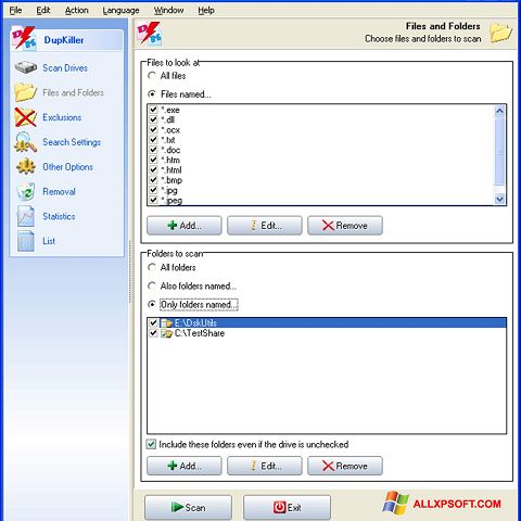 Petikan skrin DupKiller untuk Windows XP