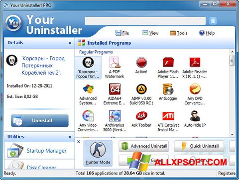 Petikan skrin Your Uninstaller untuk Windows XP