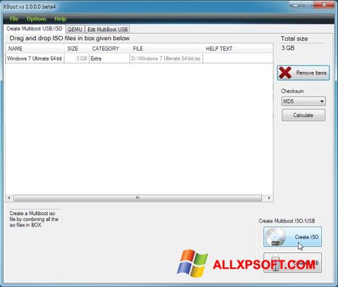 Petikan skrin XBoot untuk Windows XP