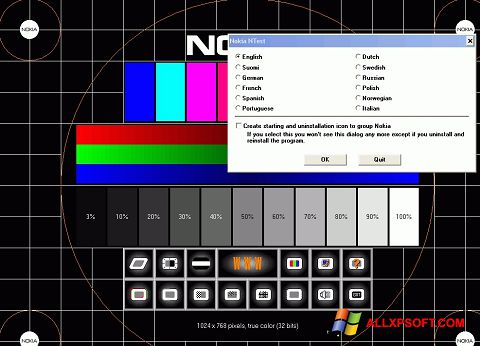Petikan skrin Nokia Monitor Test untuk Windows XP