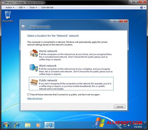 Petikan skrin Windows Virtual PC untuk Windows XP