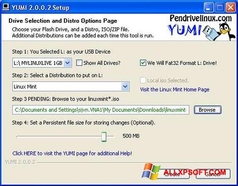 Petikan skrin YUMI untuk Windows XP