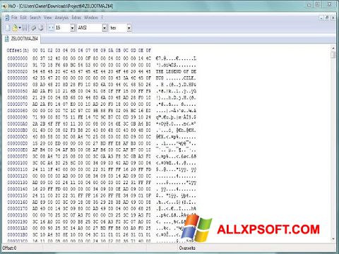 Petikan skrin Hex Editor untuk Windows XP