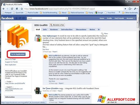 Petikan skrin Facebook untuk Windows XP