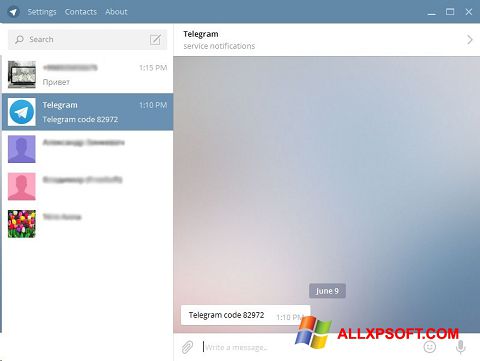 Petikan skrin Telegram Desktop untuk Windows XP