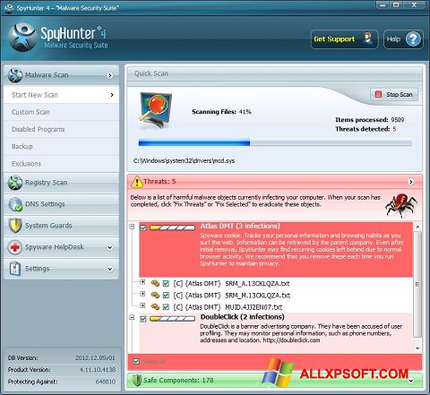 Petikan skrin SpyHunter untuk Windows XP