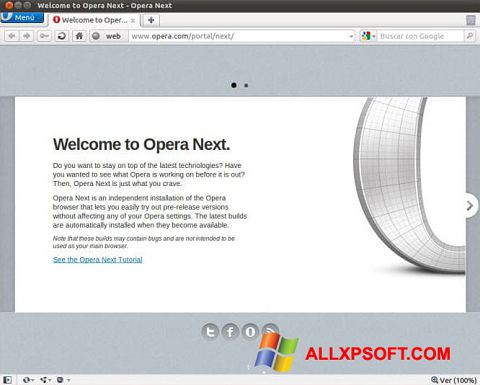 Petikan skrin Opera Developer untuk Windows XP