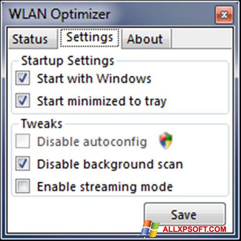 Petikan skrin WLAN Optimizer untuk Windows XP